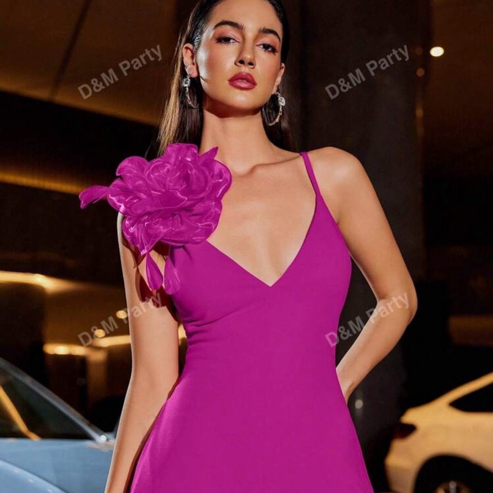 SHEIN Pink Asymmetrical Ruffled Jumpsuit